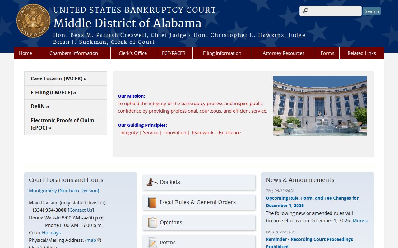 Bankruptcy Court website for federal Randolph County court case records