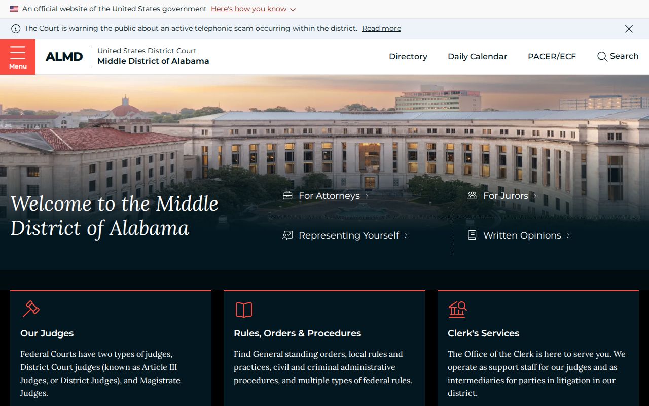 Middle District website for federal Randolph County court case records