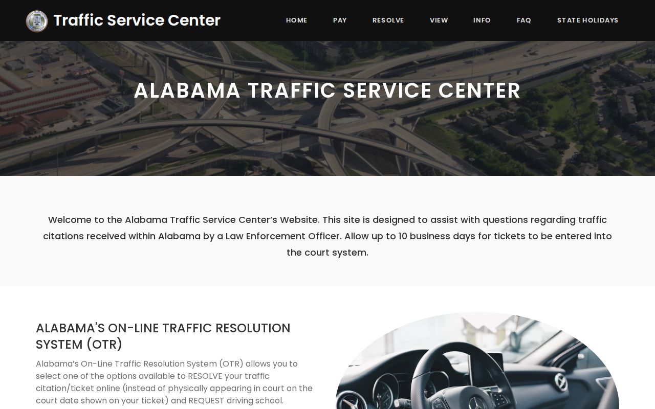 Traffic Service Center portal for Randolph County traffic court records