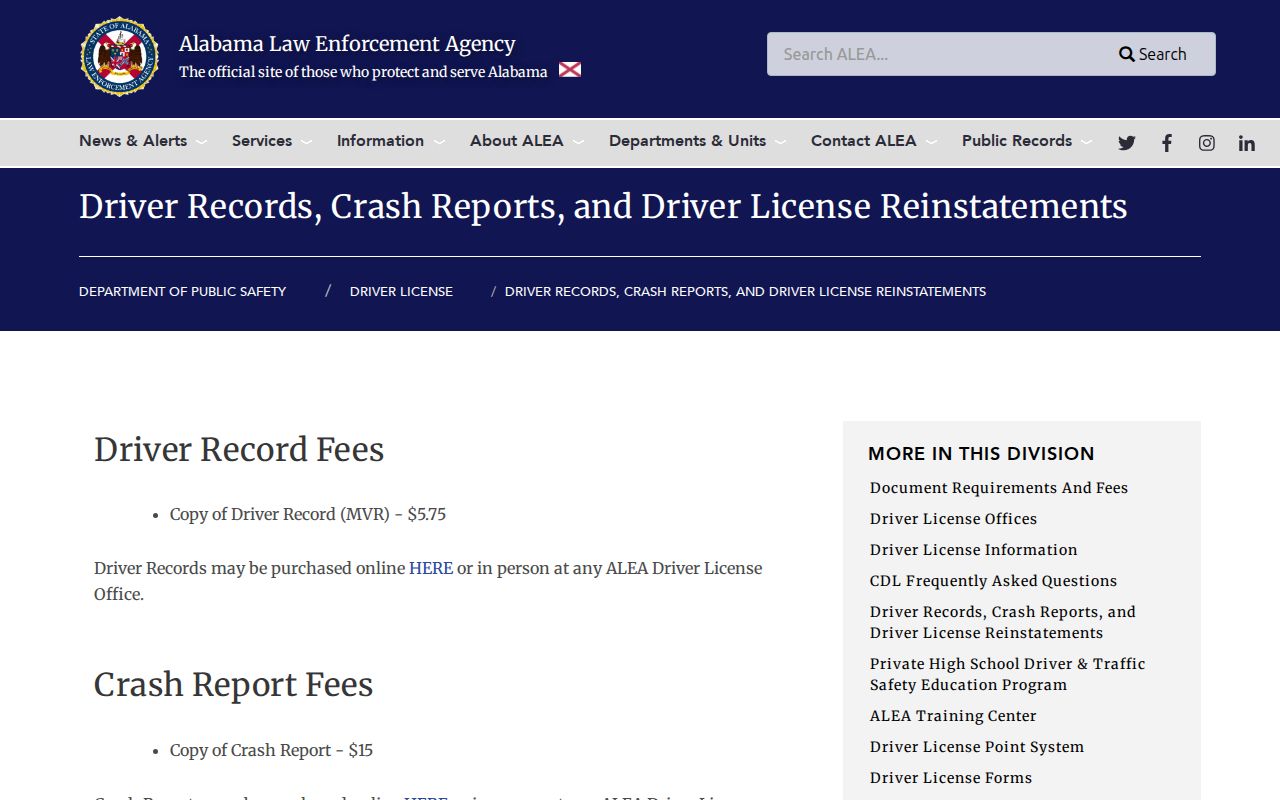 Wadley court records and ALEA driver record information
